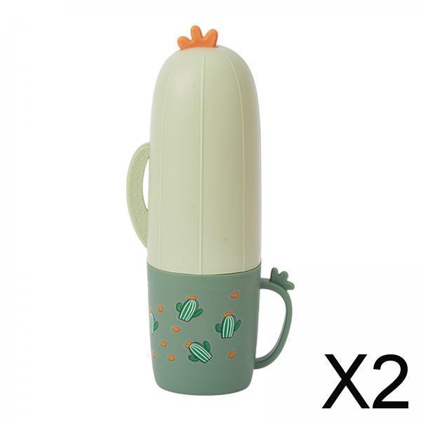 2xMultifunctional Travel Toothbrush Case Portable for Bathroom Travelling Green