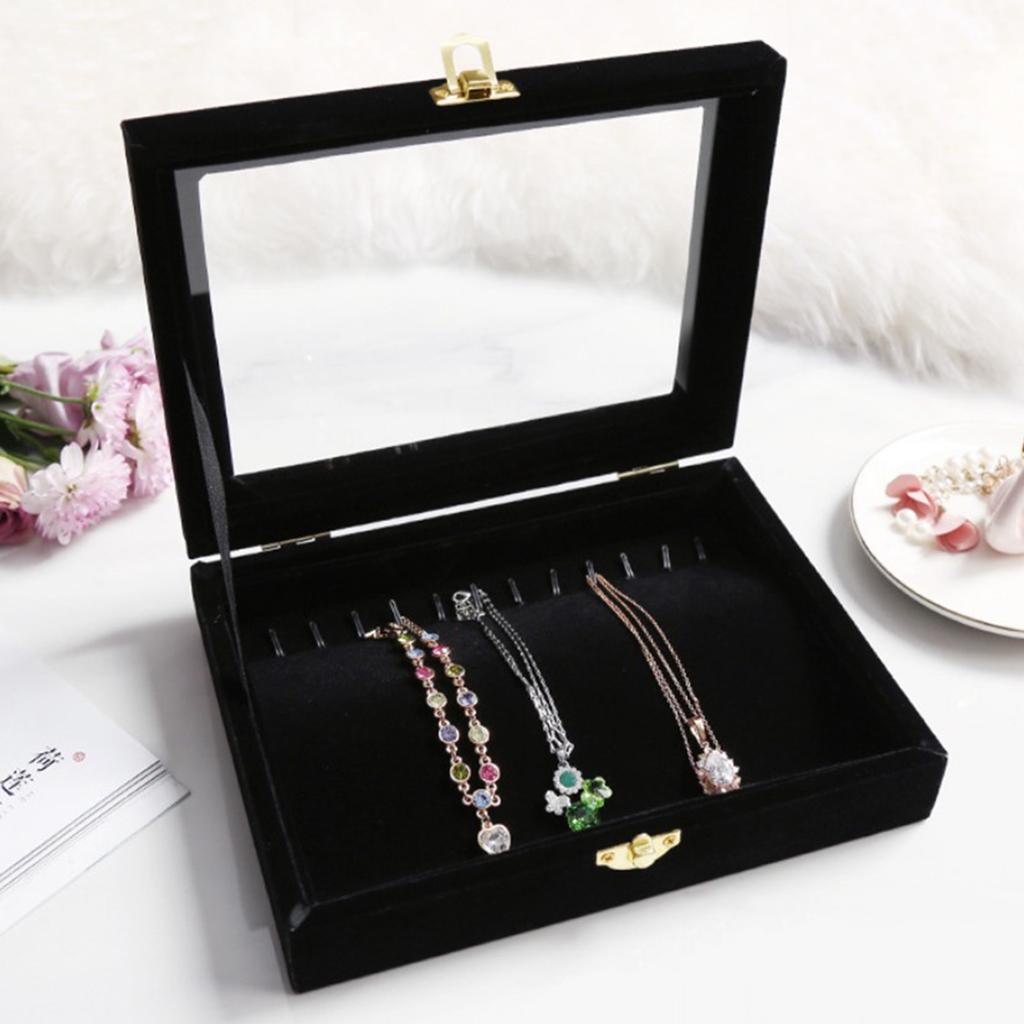 Jewelry Display Case Tray Storage Box Organizer Holder Black for Bracelet