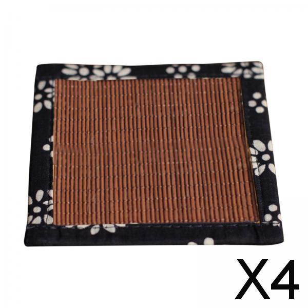4xHeat Resistant Placemat Desktop Decor Woven Cup Pad for Cafe Home Livingroom brown