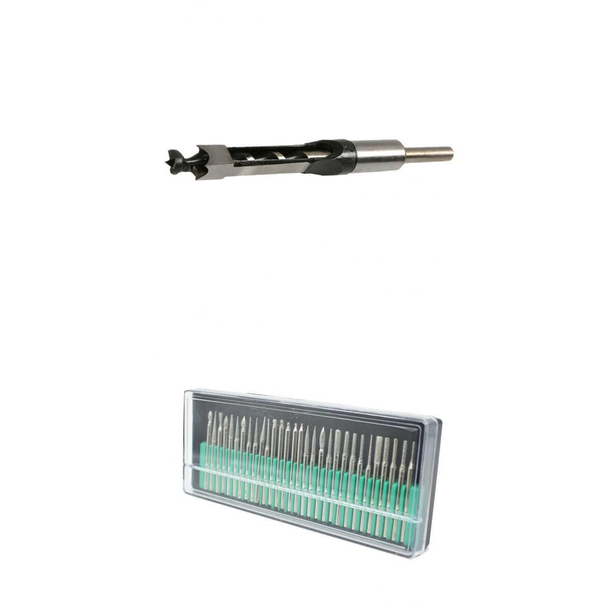 30 Grinding Head 3mm Shank + Square Hole Saw Wood Drill Bit 12mm