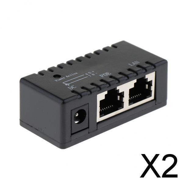 2xPOE Injector Splitter over Ethernet Adapter IP Camera LAN Network DC Black