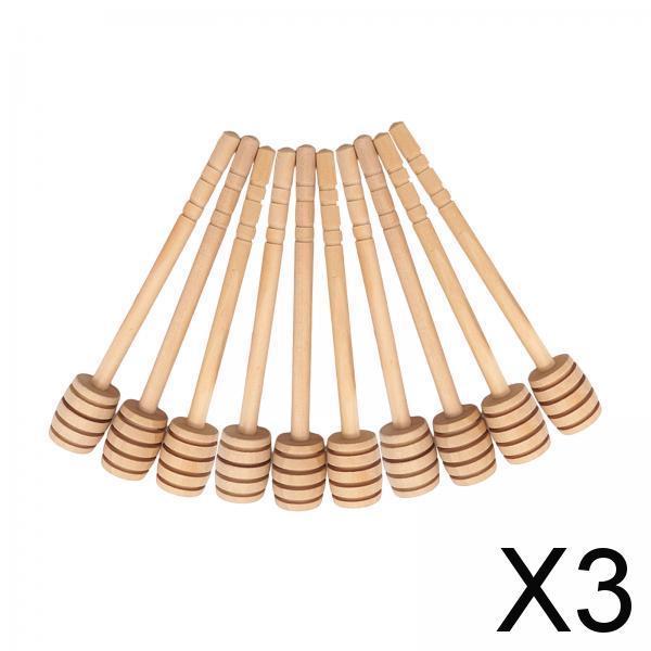 3x10x Wood Honey Dipper Stick Spoon for Honey Jar Gift Drizzle Honey