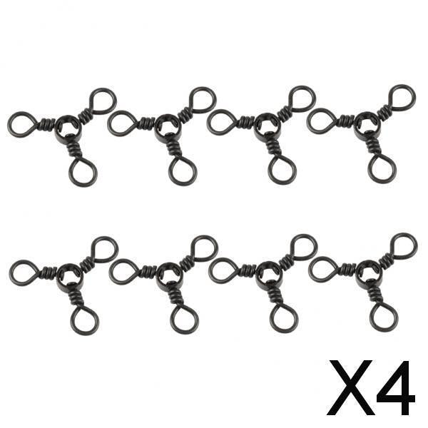 4x6/8/10pcs 3 Way Rolling Barrel Swivels Solid Rig Ring Fishing Line Connector B