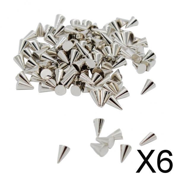 6x100 Pieces Plastic Conic  Rivets for Sewing Accessories Silver