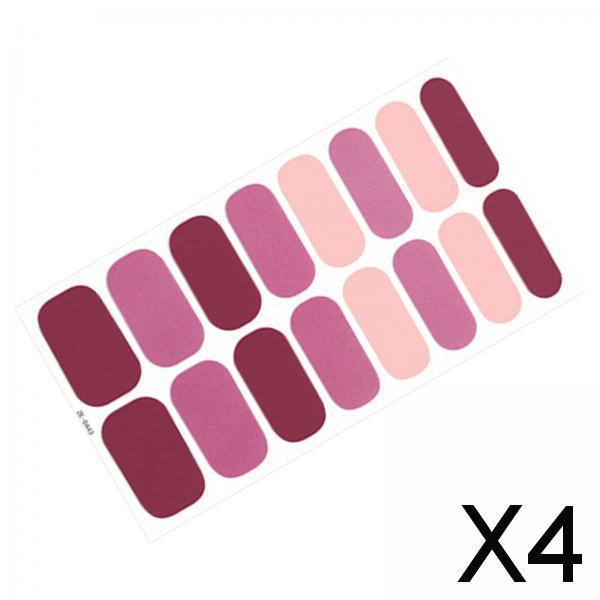 4x16 Pieces Cured Gel Nail Strips Self Adhesives Gel Nail Wrap Stickers Decals Style E