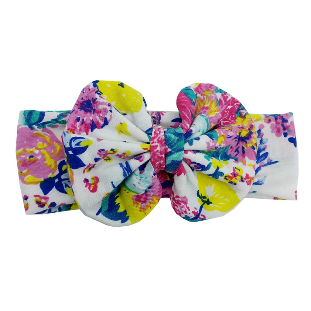 Cute Infant Girls Colorful Printed Flower Cotton Bow Baby Hair Band  Style-4