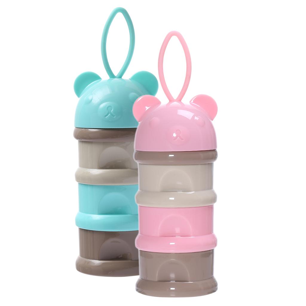 2Pieces Baby Stackable Formula Dispenser&Snack Containers 3 Layers Non-Spill