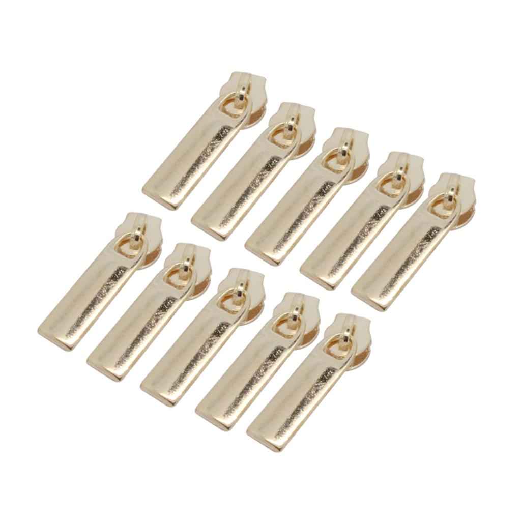 10 Pieces Fashion Alloy Gold Zip Puller/Zipper Pull Sliders Head Zipper Repair Kit 7x25mm for Clothes Bag Jeans Qulit