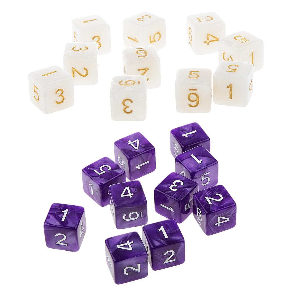 20Piece Six Sided Dice D6 for Playing D&D RPG Party Game White and Purple