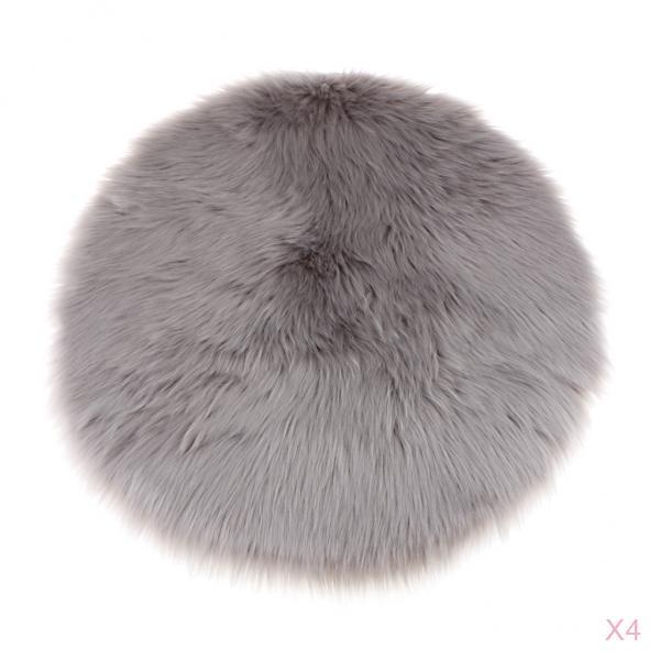 4-Pack Artificial Sheepskin Rug Home Floor Carpet Seat Cushion Grey