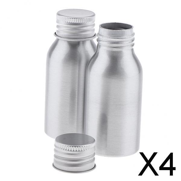 4x2Pcs Aluminum Empty Refillable Cream Lotion Bottle Travel Shampoo Container