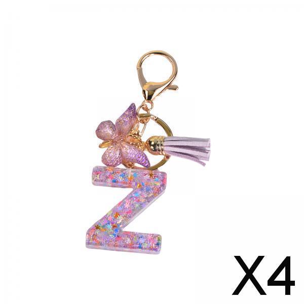 4xResin Keychain Ornaments Girls Women Gifts English Alphabet Keyring Keychain Z