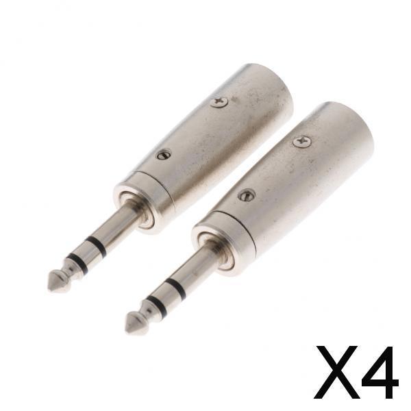 4x2PCS 1/4 6.35mm Stereo Male Jack to 3-Pin Male -Audio Cable Mic Adapter"