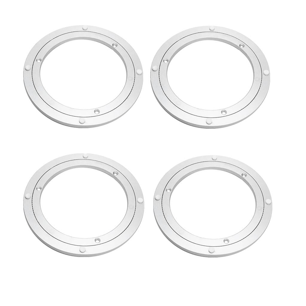 4 Pieces 16inch Aluminum Alloy Round Rotating Turntable Bearing Table Silver