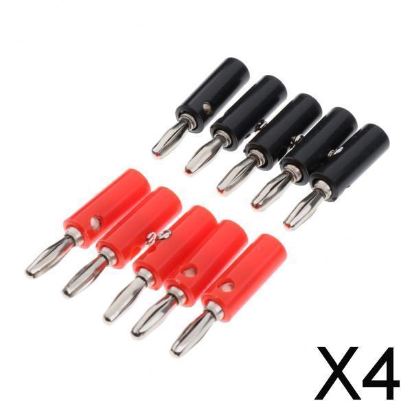 4x10x Practical Plastic Silver Plated Connector Audio Banana Speaker Plug 4mm