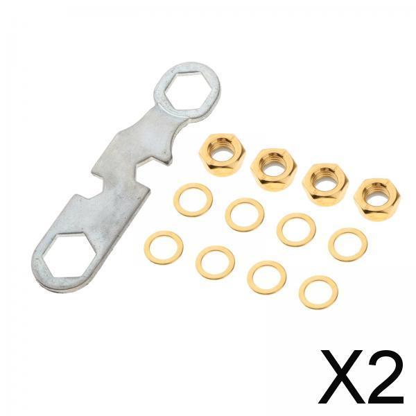 2xSkateboard Truck Rebuild Kit Washers M8 Nuts and Wrench Tool Golden