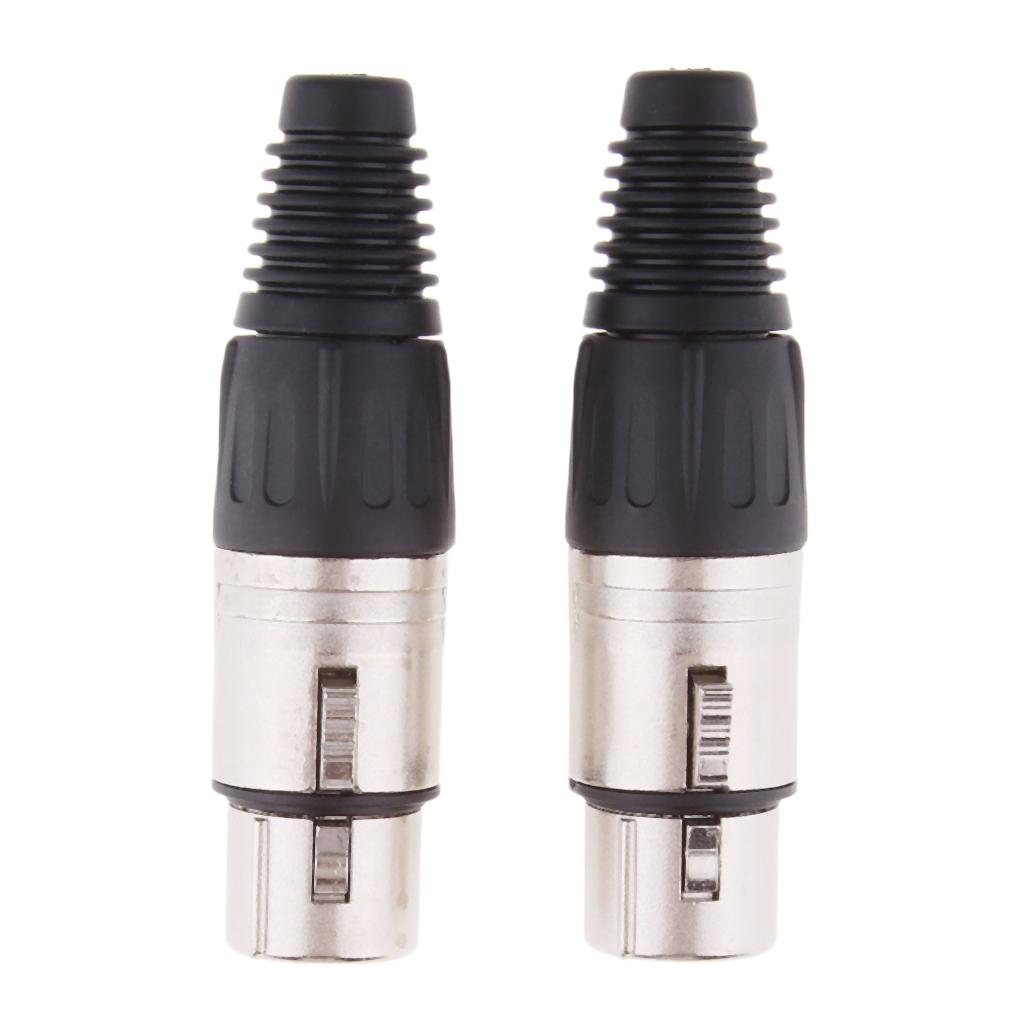 2 Pieces Metal 4Pin/4P XLR Connector Plug Female Audio Microphone Connector