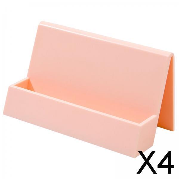 4xName Card Rack Durable Office Supplies Sturdy for Countertop Desk Desktop Pink