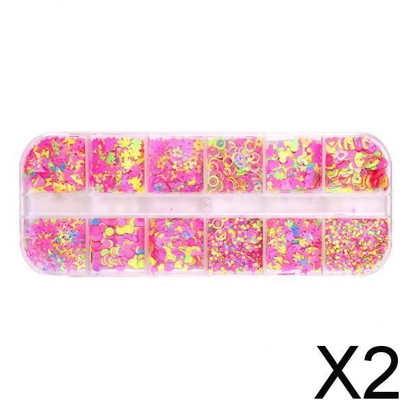 2x12 Colors Nail Glitter Sequins Butterfly Flakes Nail Art 3D Decoration 07