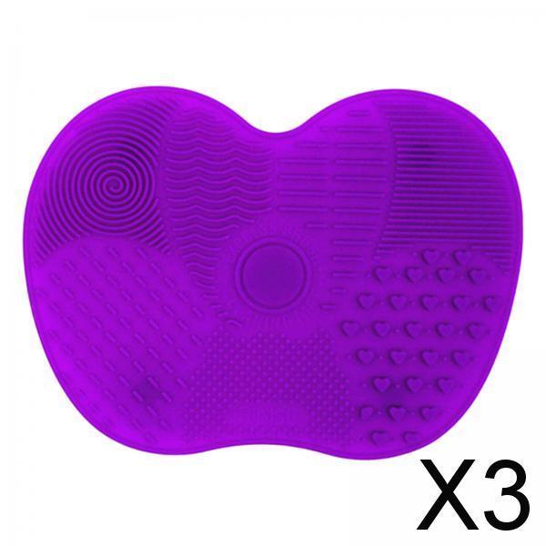 3xPortable Brush Cleaner Pad Foldable Professional Reusable Scrubber Mat Deep Purple