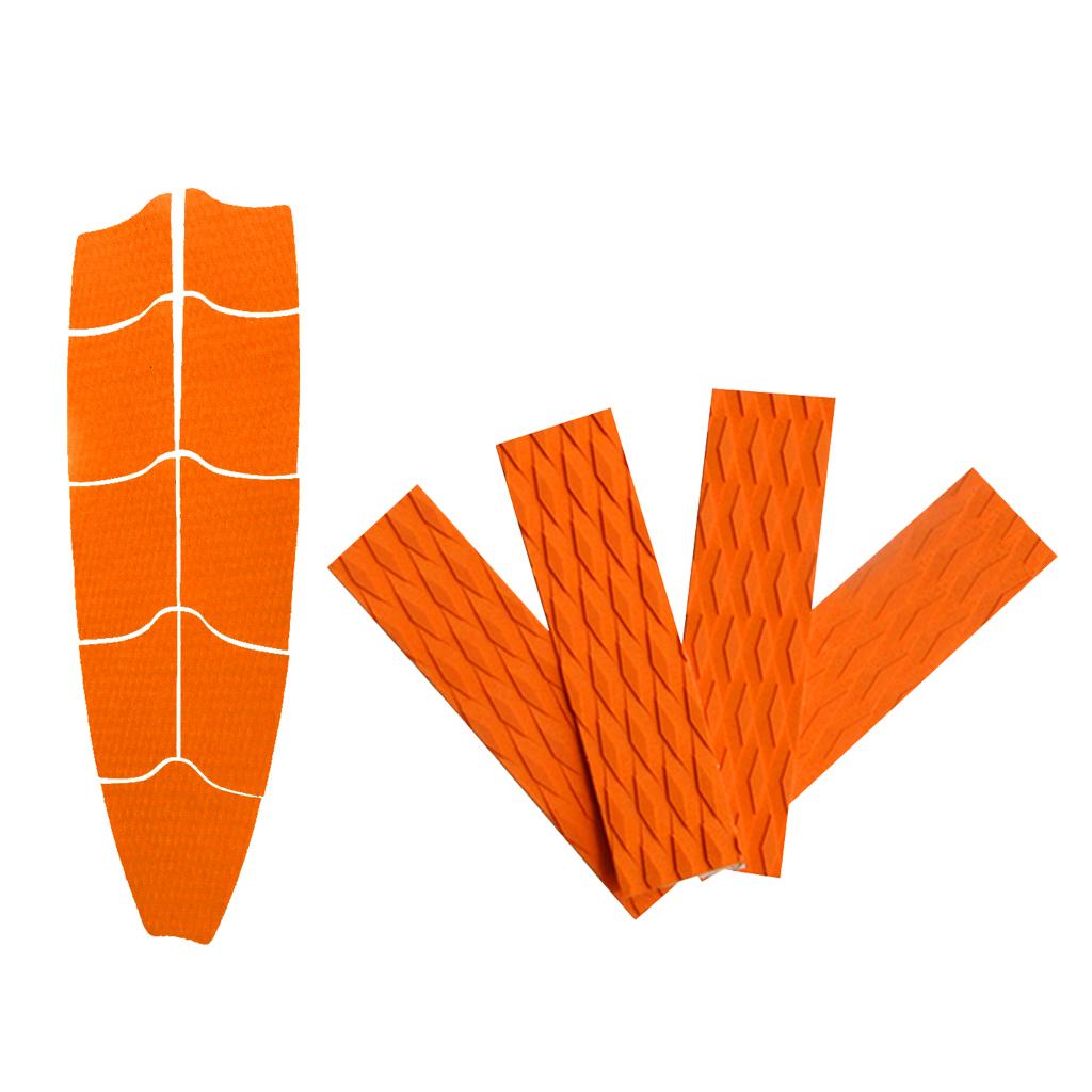 9 Pieces Orange Surfboard Full Deck Traction Pads with 4 Pieces Tail Pads