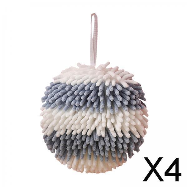 4xHand Towel Hand Wash Cleaning Cloth Washcloths for Washroom Kitchen Toilet Blue and White