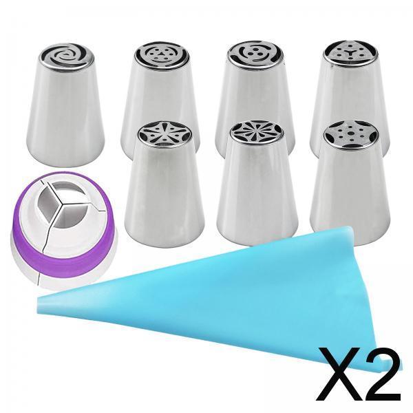 2xRussian Piping Tips Frosting Piping Kit DIY Piping Tips Set for Cookie 9Pcs