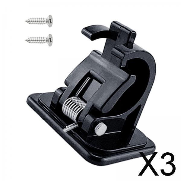 3xFishing Pole Rod Holder Clips Bayonet Design Fishing Tackle Walls Black