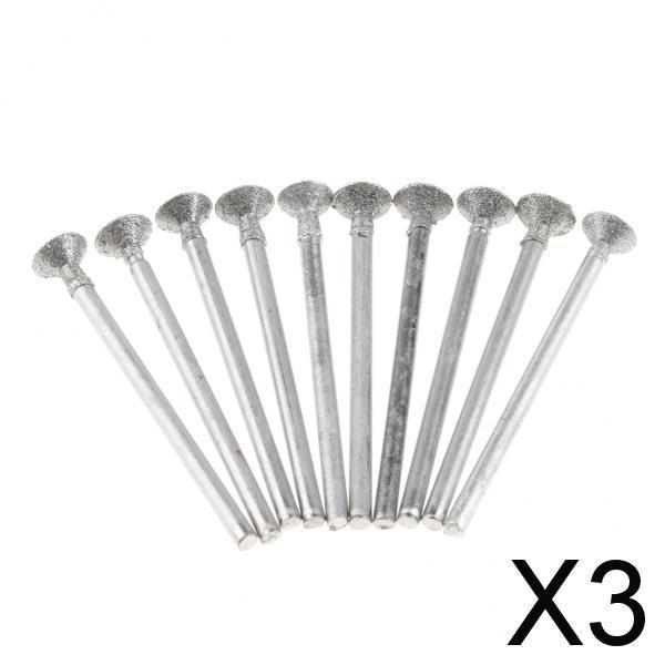 3x10 Pieces 1/8 Thin Disc Type Shaft Diamond Engraving Burrs Bits Diam. 6mm"