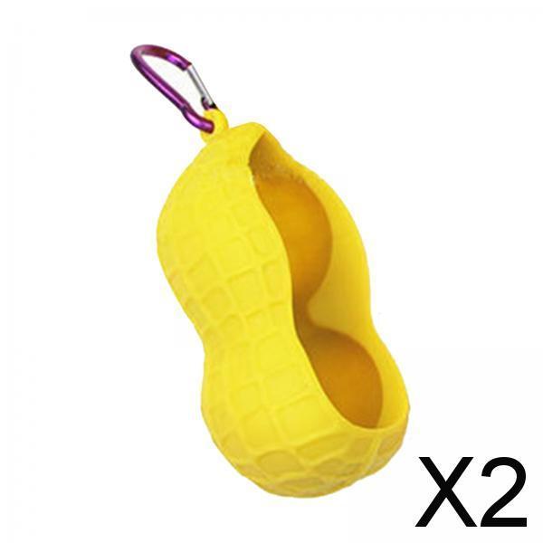 2xGolf Ball Holder Bag Carrier Sleeve Carry Pouch Men Women Yellow