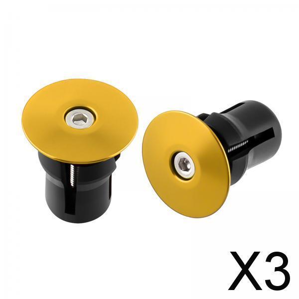 3x2x Bike Handle Bar Plugs Cap Bikes Bar End Plugs for BMX Cycling Most Bicycle Gold No Mark