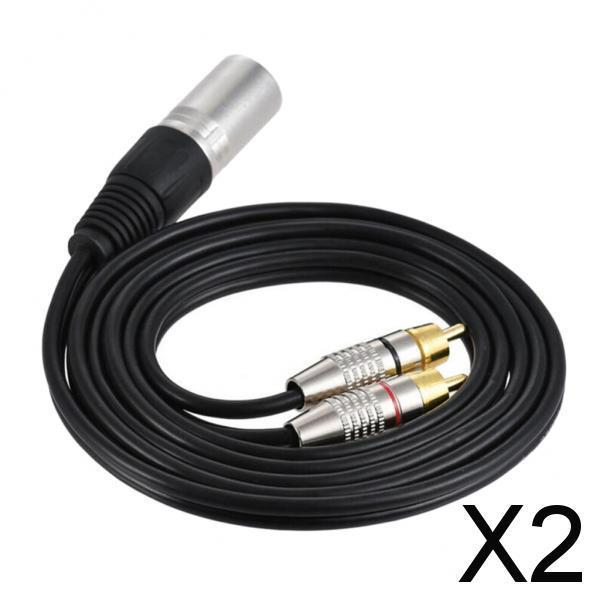 2xXLR 3Pin Male to 2RCA Male Jack Speaker Audio Splitter Cable Connector 0.5M