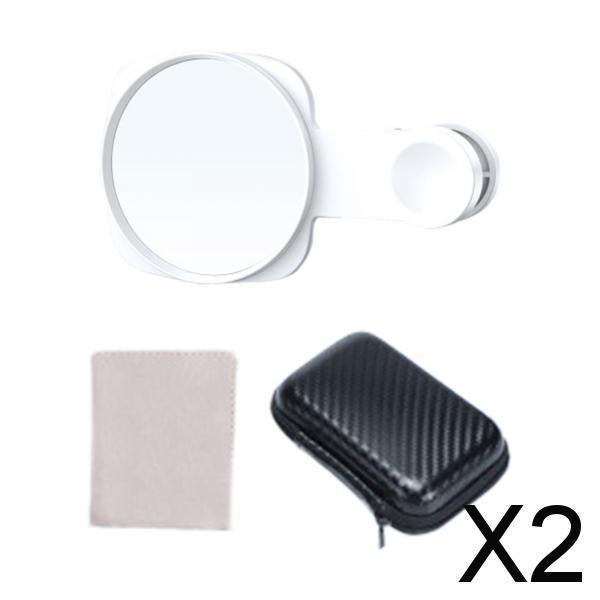 2xPhone Mirror Reflection Clip Selfie Device Portable Phone Camera Mirror Clip White