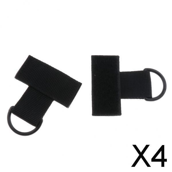 4x2 Pieces Outdoor MOLLE Nylon Webbing T Hook & Loop D Key Ring Black