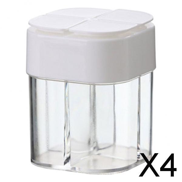 4xSpice Jar Seasoning Bottle Box Condiment Storage Container for Kitchen White 