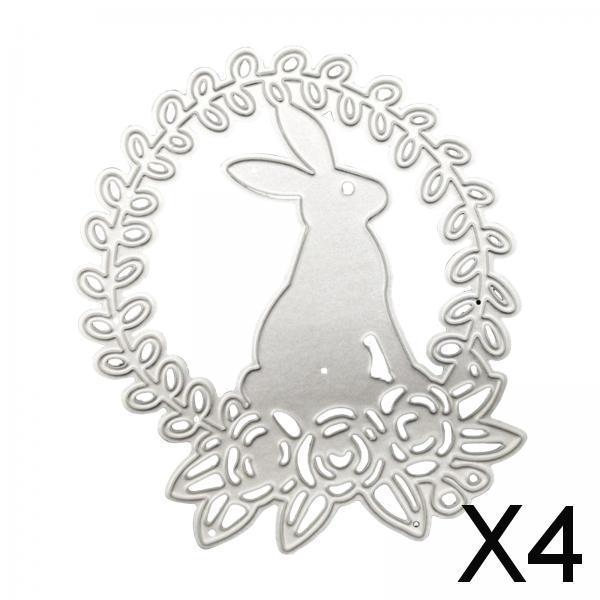 4xEaster Rabbit Metal Cutting Dies for Card Making Album Stamp Decorations