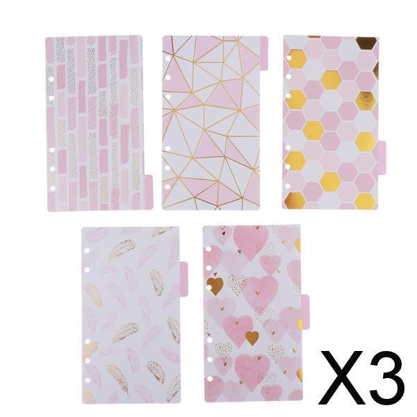 3xGold Stamping Index Dividers Tabbed Paper Insert Planner Divider for A6 C