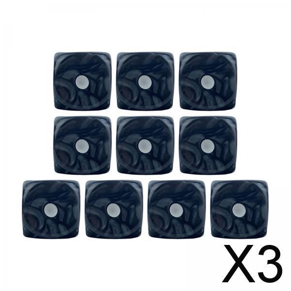 3x10x 6 Sided Dices Set Playing Dices Game Dices for KTV Role Playing Game Black