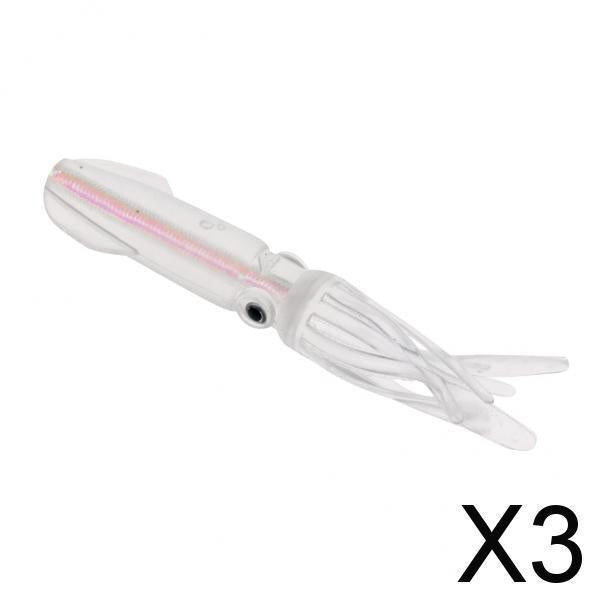 3x10.5cm Bionic Squid Baits Artificial Soft Lures with Built-in Colorful Tube
