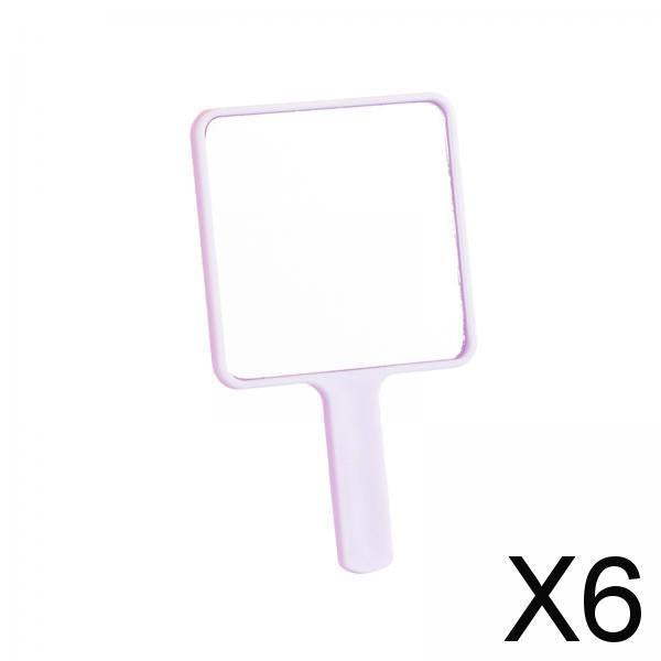 6xHandheld Mirror with Handle Small Makeup Mirror for Girlfriend Bedroom Girls Light Violet