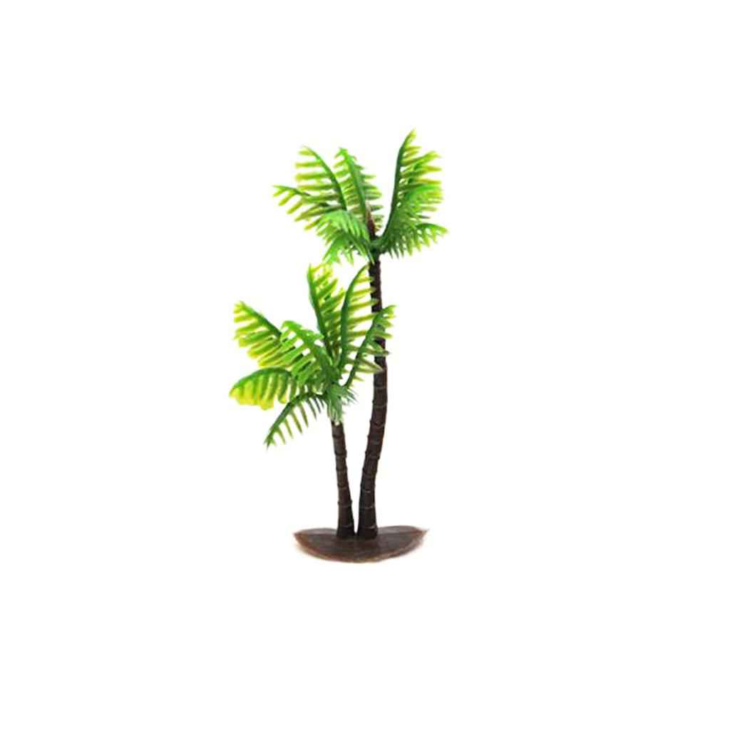 Chic Plastic Aquarium Coconut Trees Fish Tank Plants Ornament Decoration 1pcs