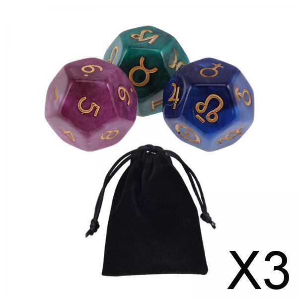 3x3Pcs Acrylic Astrological Dice Constellation Dice for gifts Style C