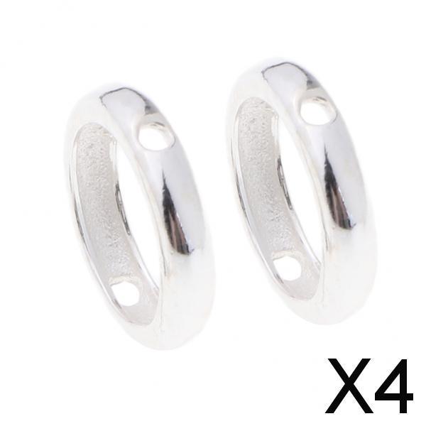 4x2 Pieces 925 Sterling Silver Round Frame Bead Fine Jewelry Findings DIY S