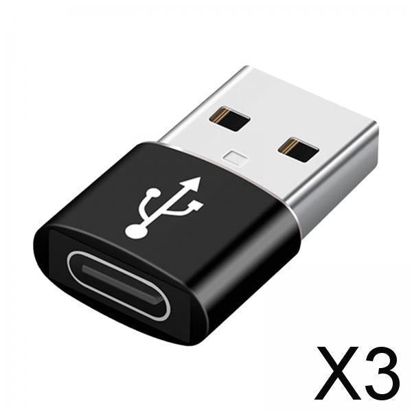 3xMulticolor 2-in-1 USB to USB C Converter Adapter for Laptop PC Data Transfer Black