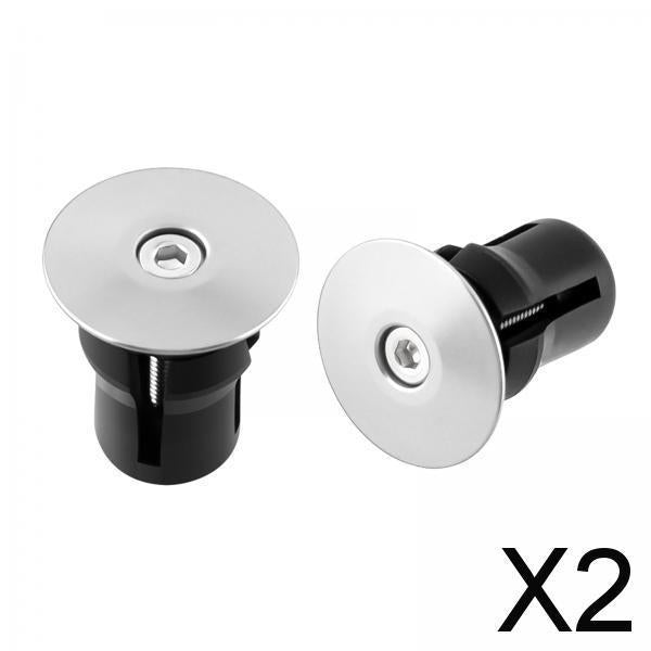 2x2x Bike Handle Bar Plugs Cap Bikes Bar End Plugs for BMX Cycling Most Bicycle Silver No Mark