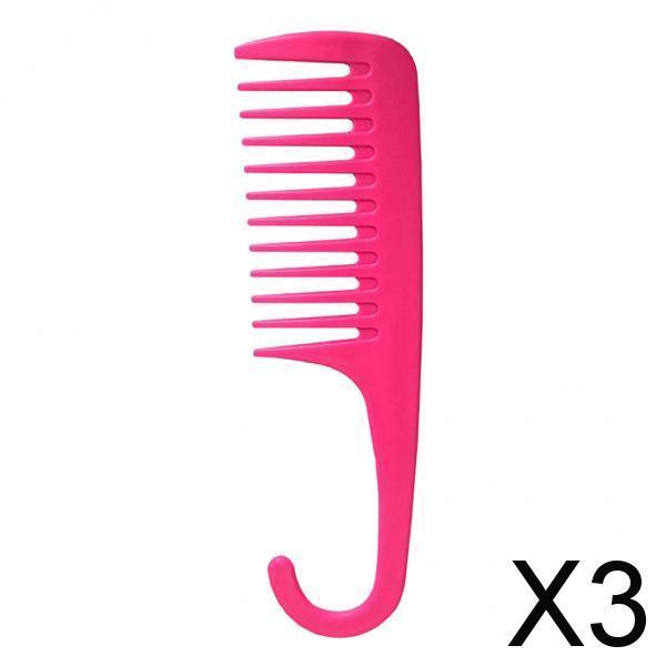 3xWide Tooth Comb Shower Comb With Hook for Long Wet Dry Hair   Free red