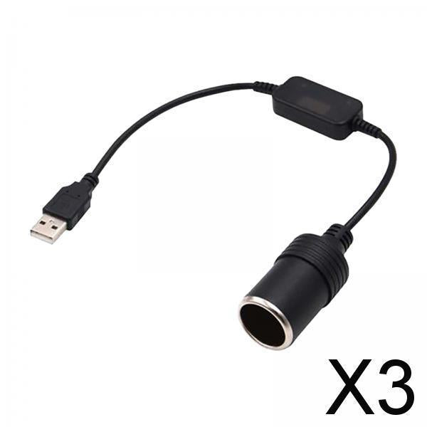 3xUSB A Male to 12V Car Cigarette Lighter Socket Female Converter Cable 10W 1.2 meters