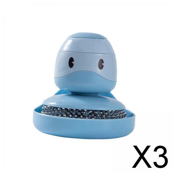 3xSoap Dispensing Cleaning Brush Kitchen Scrub Brush for Pots Pans Cleaning Dishes Blue
