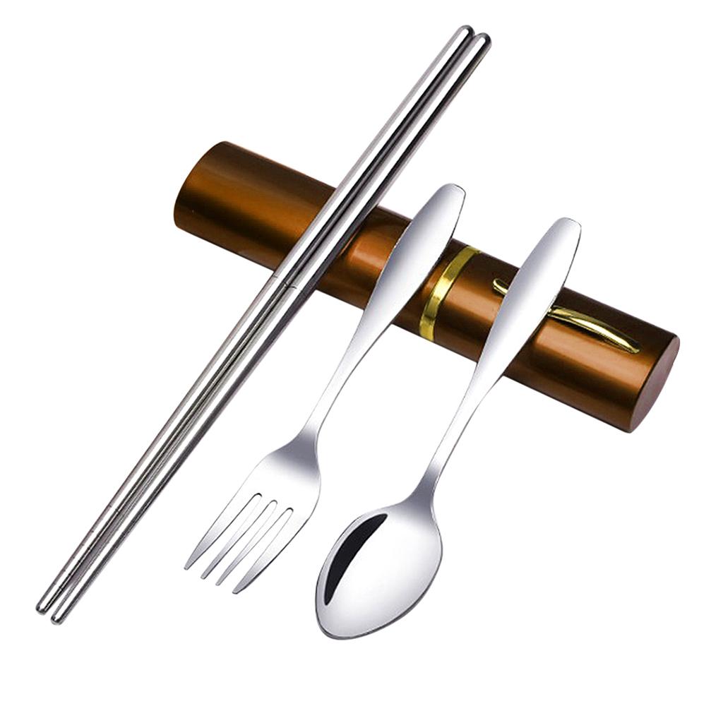 Tableware Stainless Steel Travel Portable Chopsticks, Forks Spoons Coffee