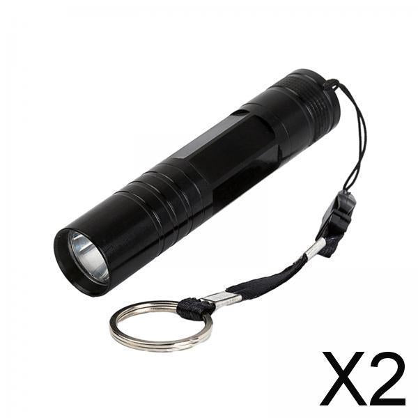 2xMini Flashlight Small Flashlight Camping Torch for Emergency Travel Climbing Black